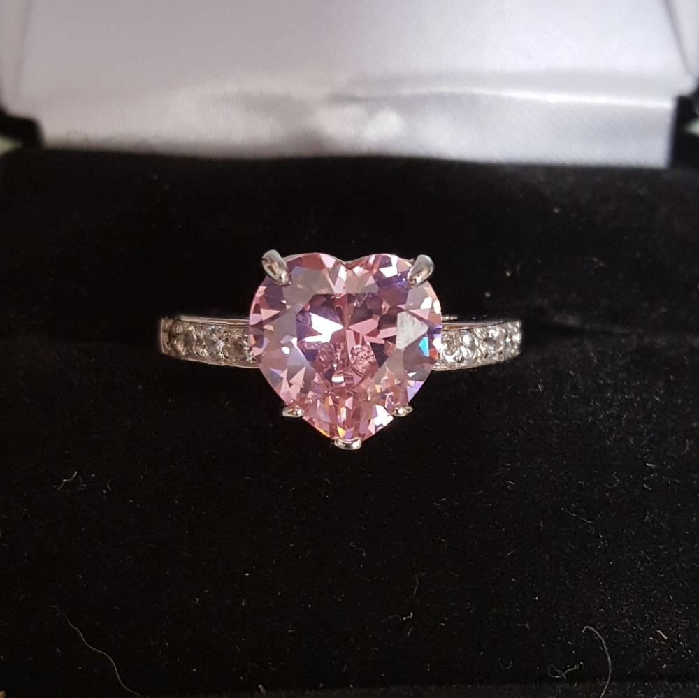 Pink Heart CZ Ring